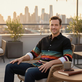The Glenpark Men’s Modern Colour Block Striped Trendy Shirt – view 7