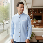The Silverhaven Ridge Men’s Standing Collar Business Button-Up Shirt – view 9