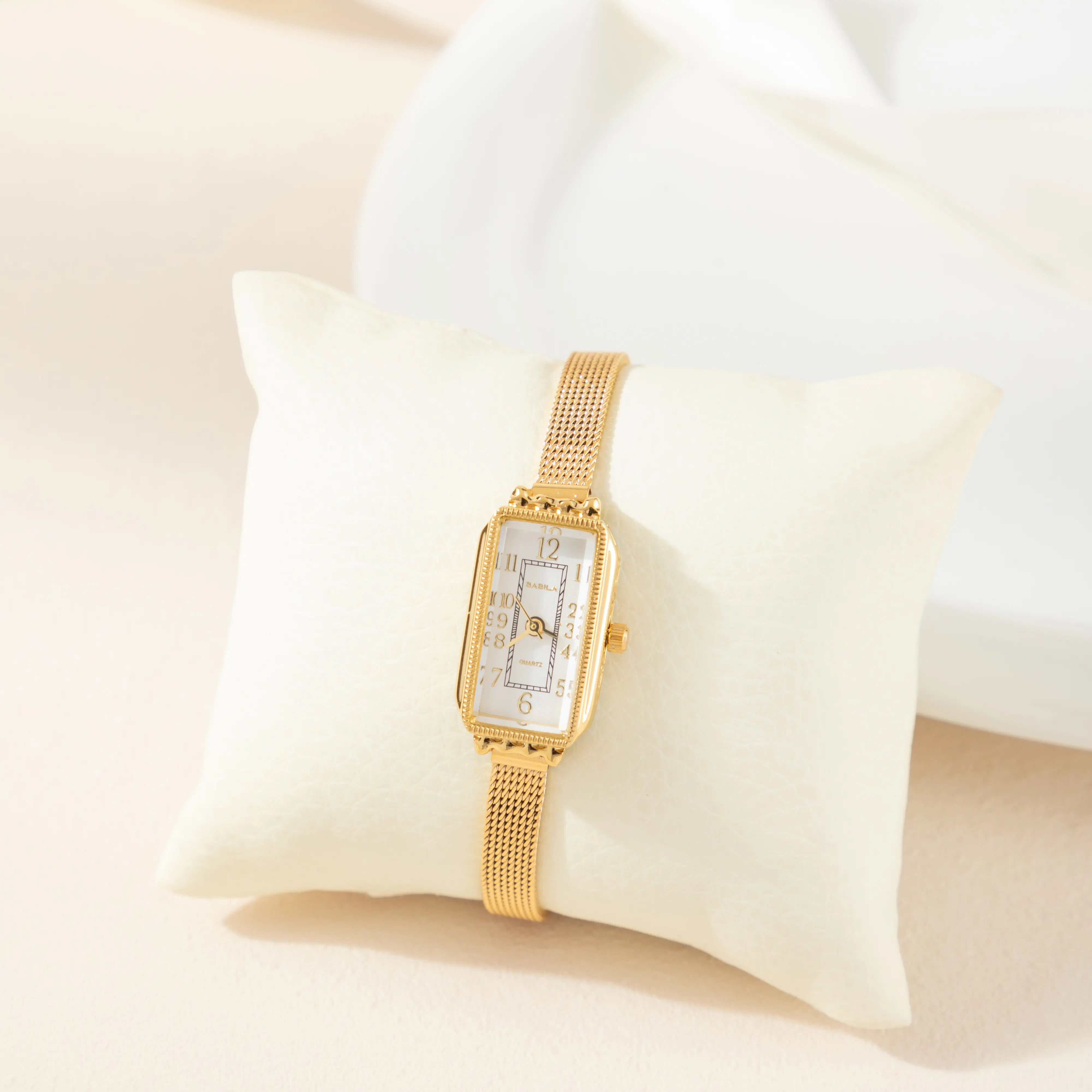 Elena® - Rectangular Dial Gold Watch – view 5