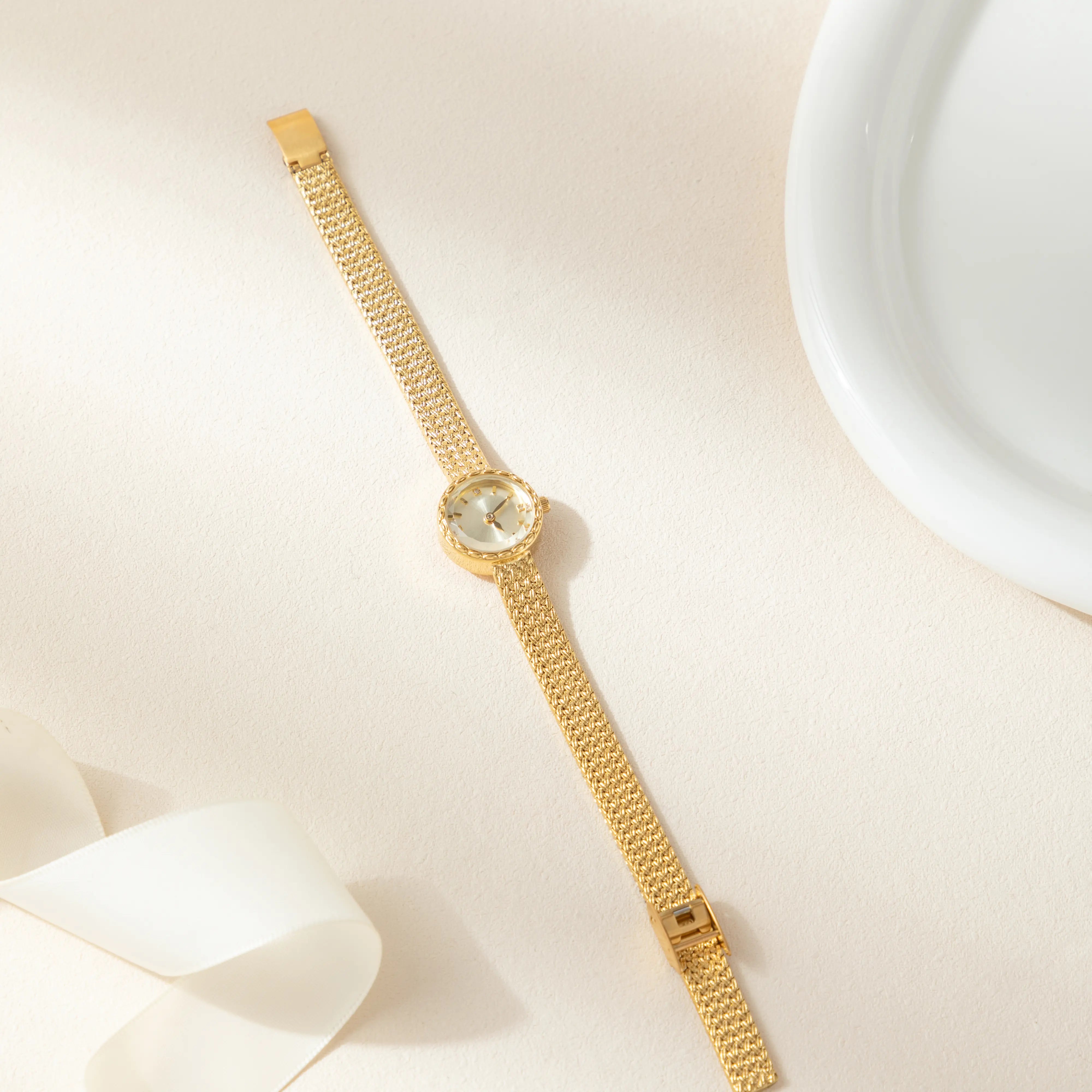 Iris® - Gold Timepiece with Braided Bracelet – view 4