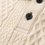The Ashridge Hill Men’s Apricot Knitted Polo Shirt with Rib Knit Details – view 4