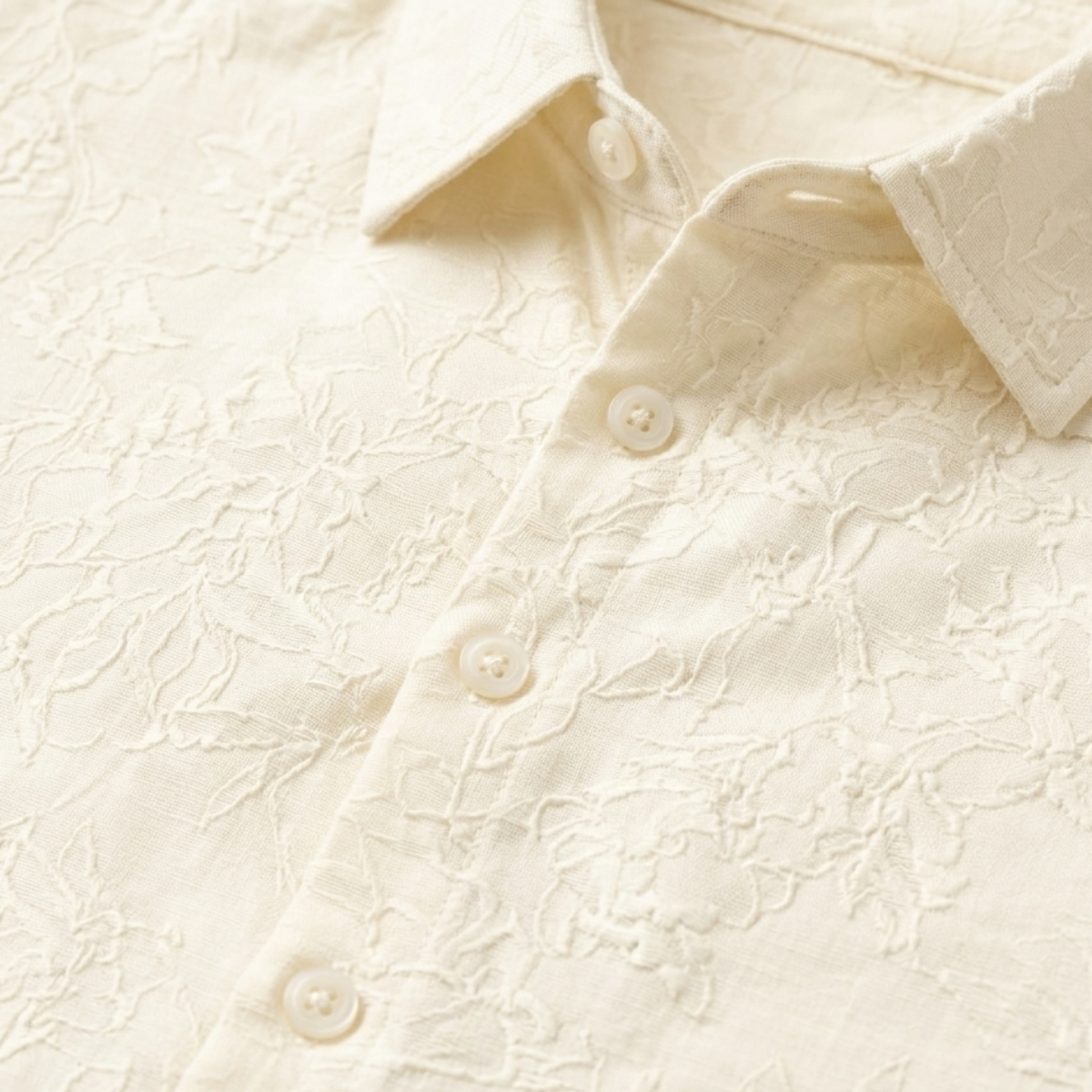 The Silverbrook Hill Men’s Ivory Textured Button-Up Shirt – view 4