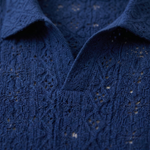 The Brookstone Men’s Crochet Knit Short Sleeve Polo Shirt – Navy Blue – view 4