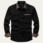 The Amelia Men’s Casual Button Up Dress with Plaid Collar & Cuffs