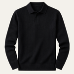 The Ironcrest Hill Men’s Casual Long Sleeve Ribbed Knit Polo Shirt