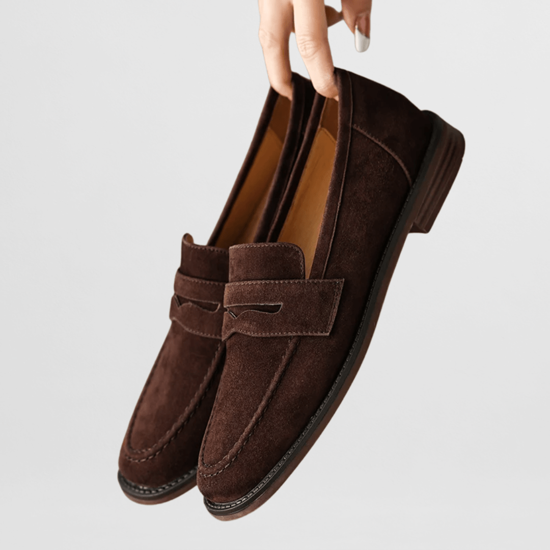Rionach retro suede-effect loafers for women | Ellie Dublin