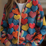 Aoibheann multicolour heart zip cardigan for women | Ellie Dublin