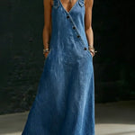 Lalie | Long Button-Up Denim Dress – view 3