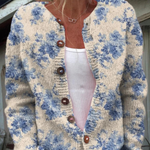 Floral art print buttoned cardigan for women | Ellie Dublin