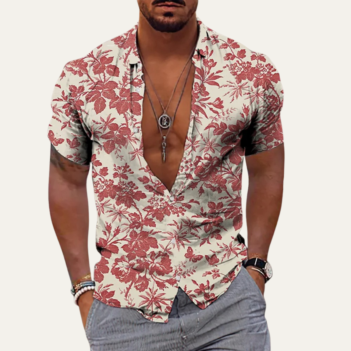 The Maple Gate Men’s Holiday Tropical Coconut Print Hawaiian Beach Shirt – view 5