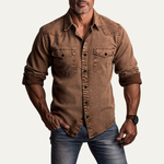The Belleford Men’s Vintage Washed Denim Workwear Shirt – view 2