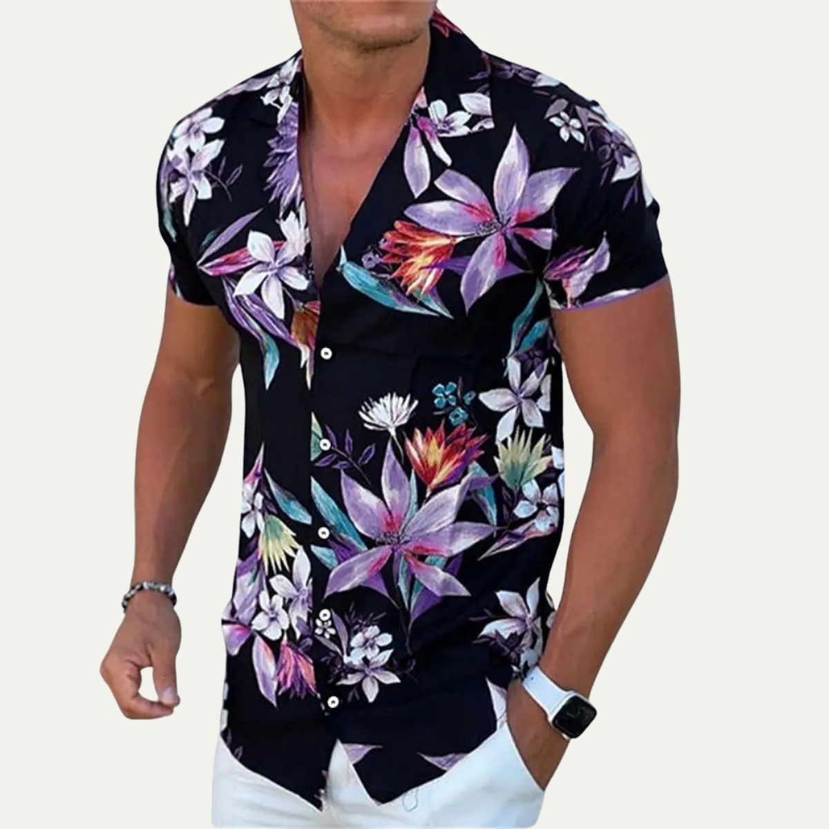 The Silverhill Ridge Men’s Summer Tropical Coconut Print Hawaiian Beach Shirt – view 2