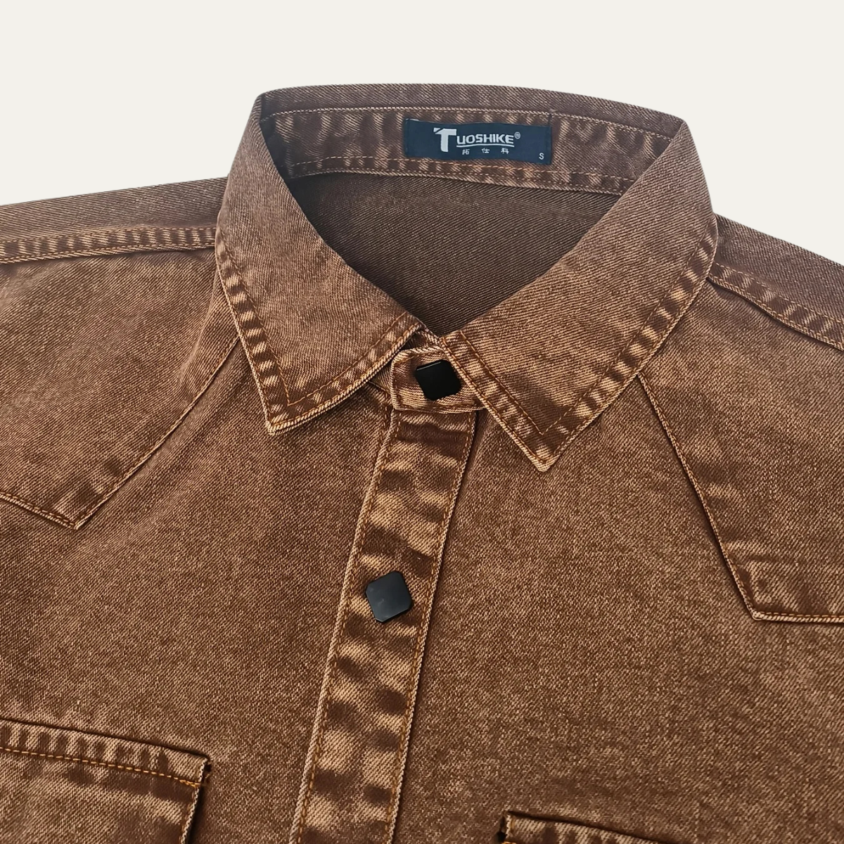 The Belleford Men’s Vintage Washed Denim Workwear Shirt – view 3