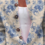 Floral art print buttoned cardigan, alternative view | Ellie Dublin