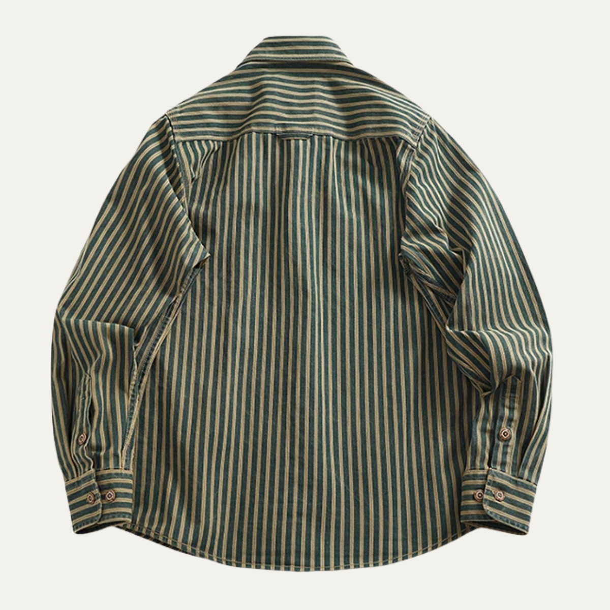 The Willowfall Men’s Nostalgic Casual Vertical Stripe Denim Shirt – view 3