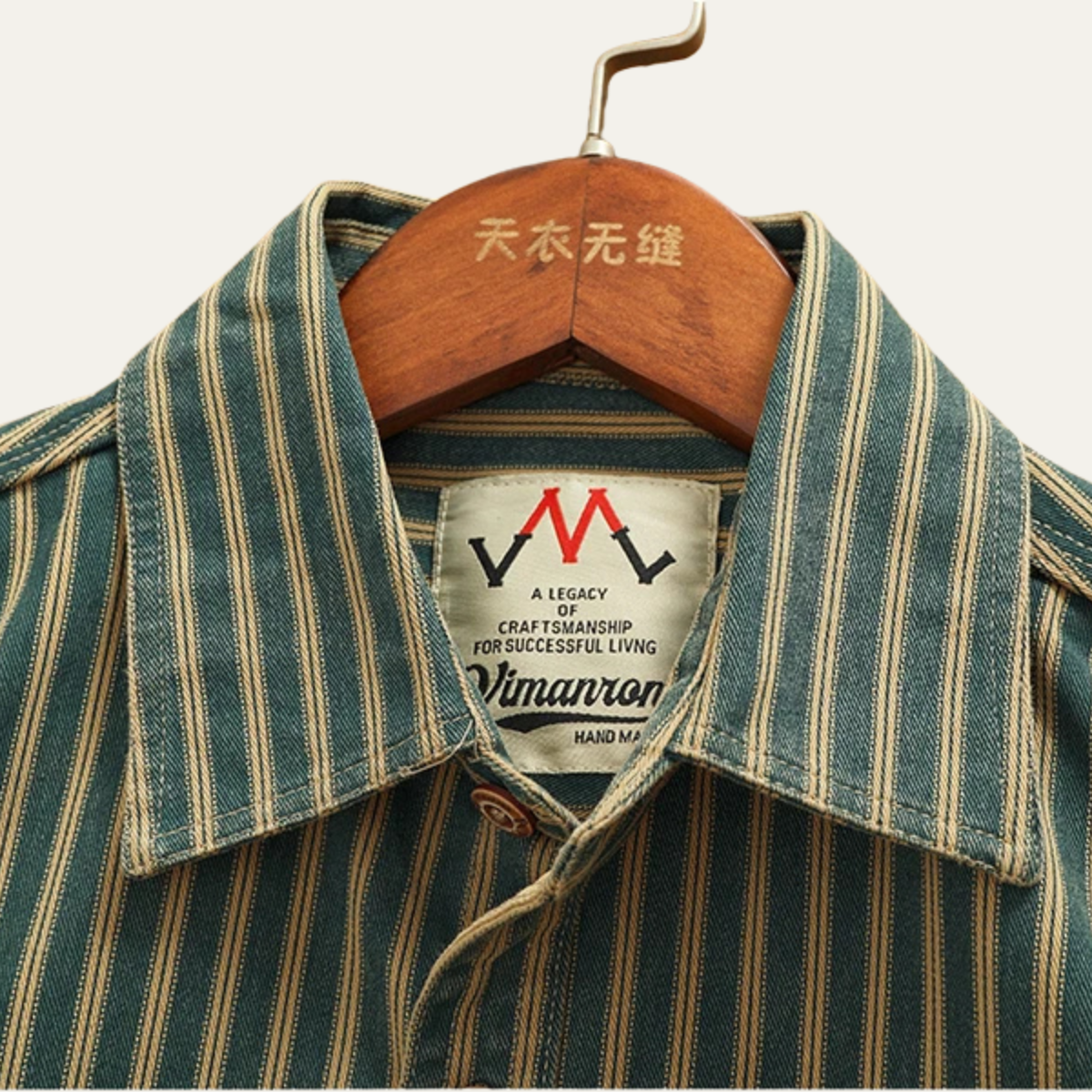 The Willowfall Men’s Nostalgic Casual Vertical Stripe Denim Shirt – view 4