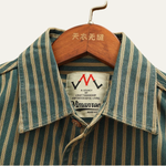 The Willowfall Men’s Nostalgic Casual Vertical Stripe Denim Shirt – view 4