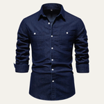 The Crestfall Ridge Men’s Slim Fit Denim Shirt with Double Pockets