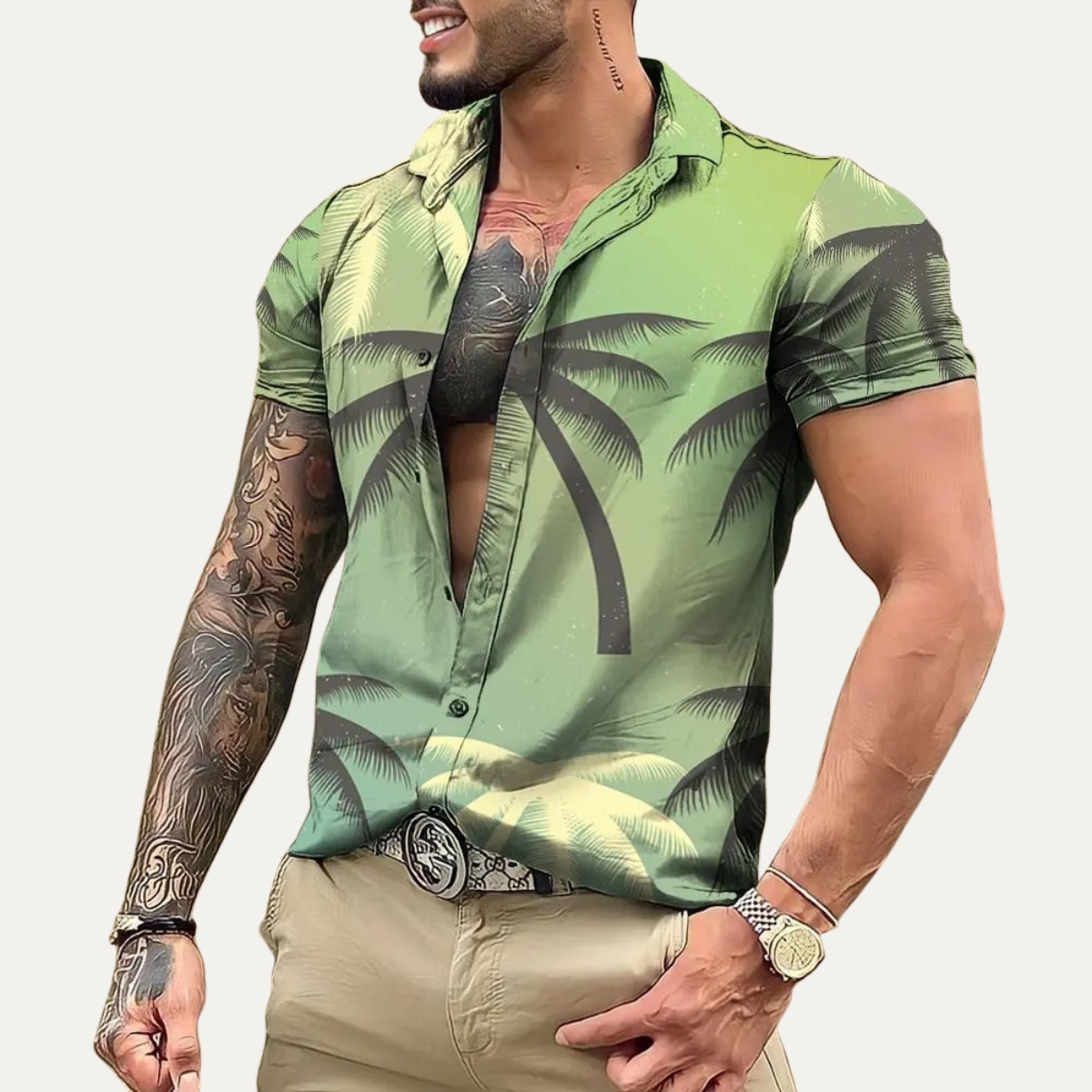 The Brookland Men’s Tropical Coconut Print Hawaiian Casual Shirt – view 2