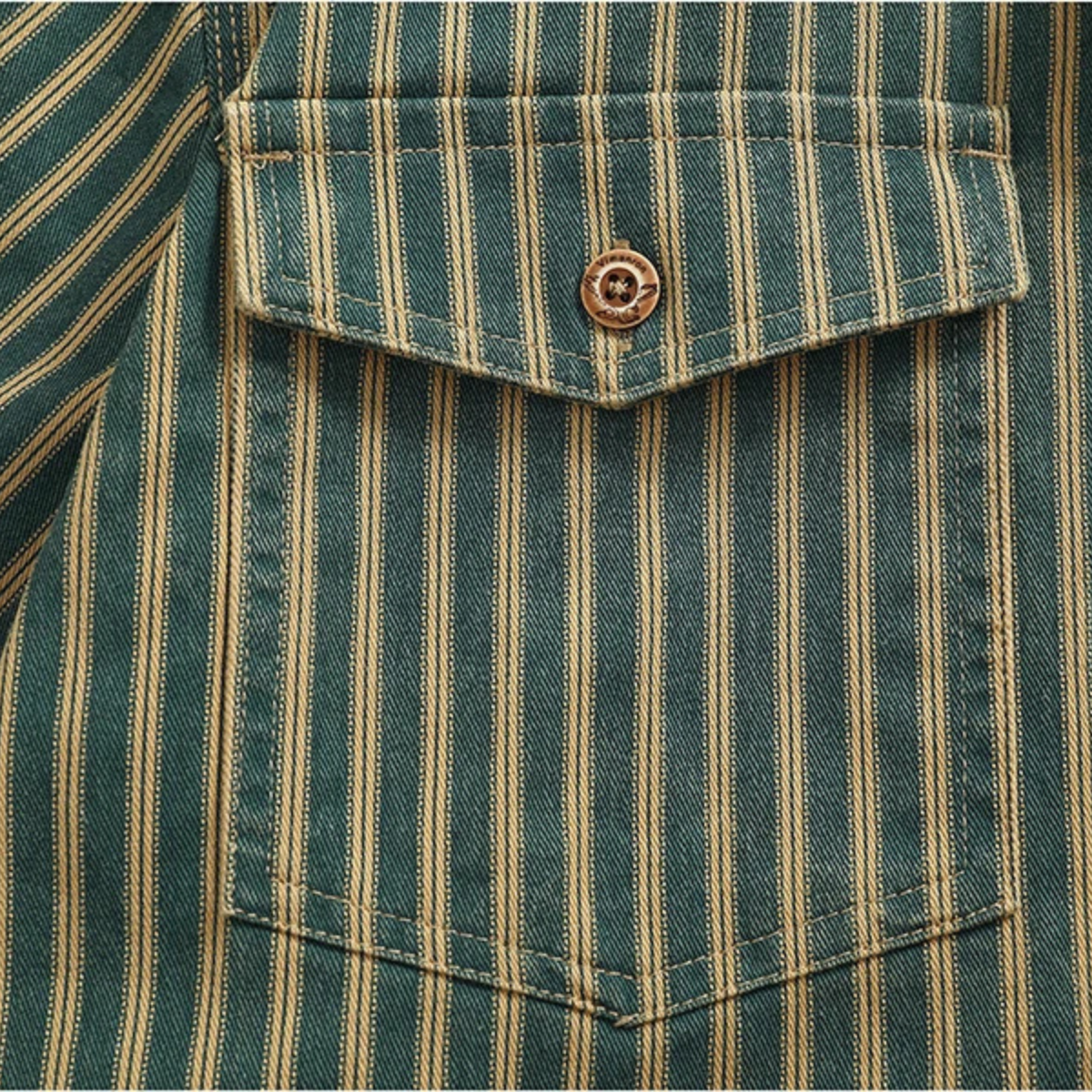The Willowfall Men’s Nostalgic Casual Vertical Stripe Denim Shirt – view 6