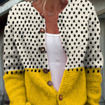 Yellow polka dot print buttoned cardigan for women | Ellie Dublin