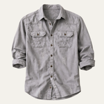 The Millridge Men’s Casual Denim Shirt with Double Pockets