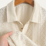The Havencrest Men’s Jacquard Textured Casual Knitted Polo Shirt – view 5