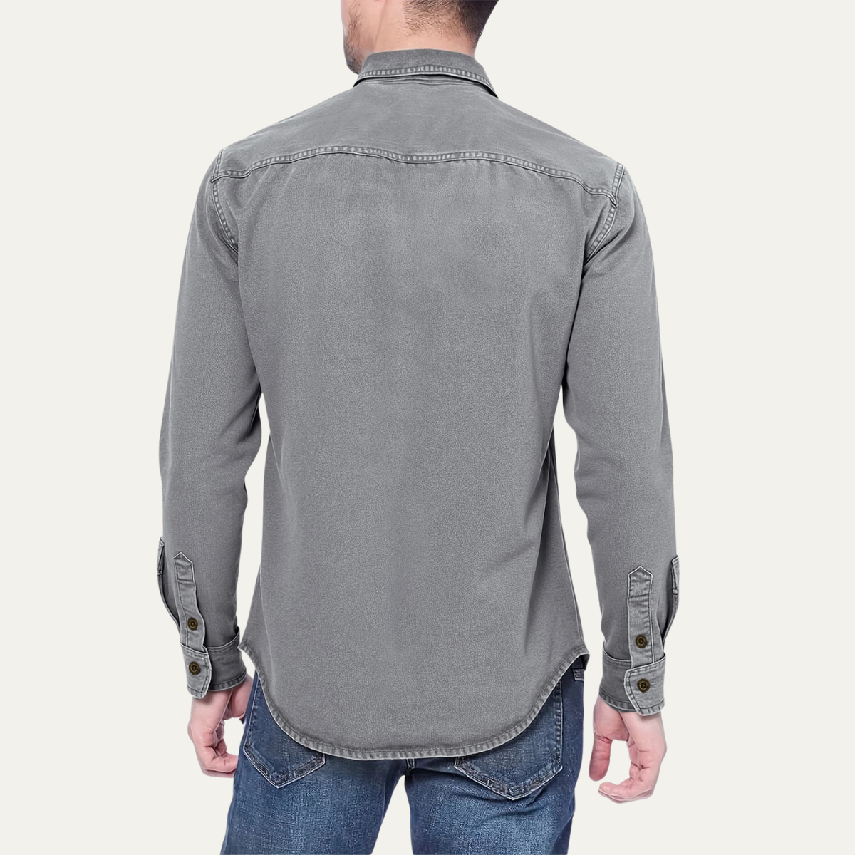 The Millridge Men’s Casual Denim Shirt with Double Pockets – view 3