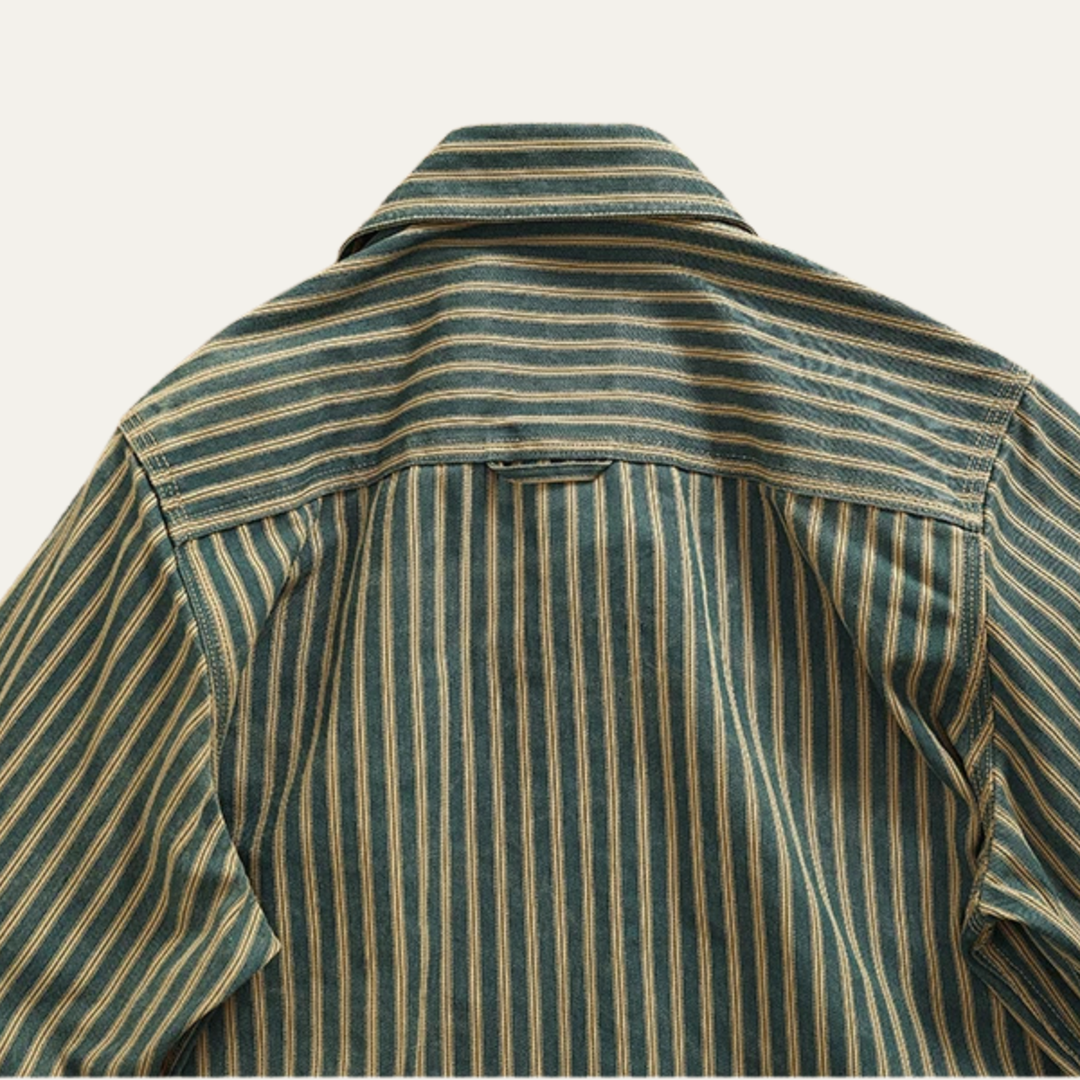 The Willowfall Men’s Nostalgic Casual Vertical Stripe Denim Shirt – view 5