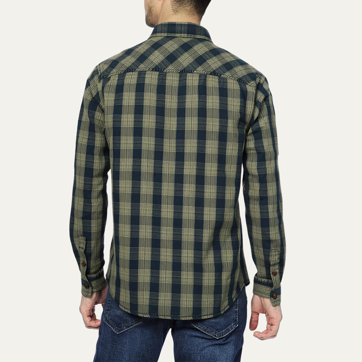 The Hawthorne Creek Men’s Vintage Plaid Denim Shirt Jacket – view 4