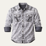 The Windcrest Men’s Casual Button-Up Vintage Denim Shirt