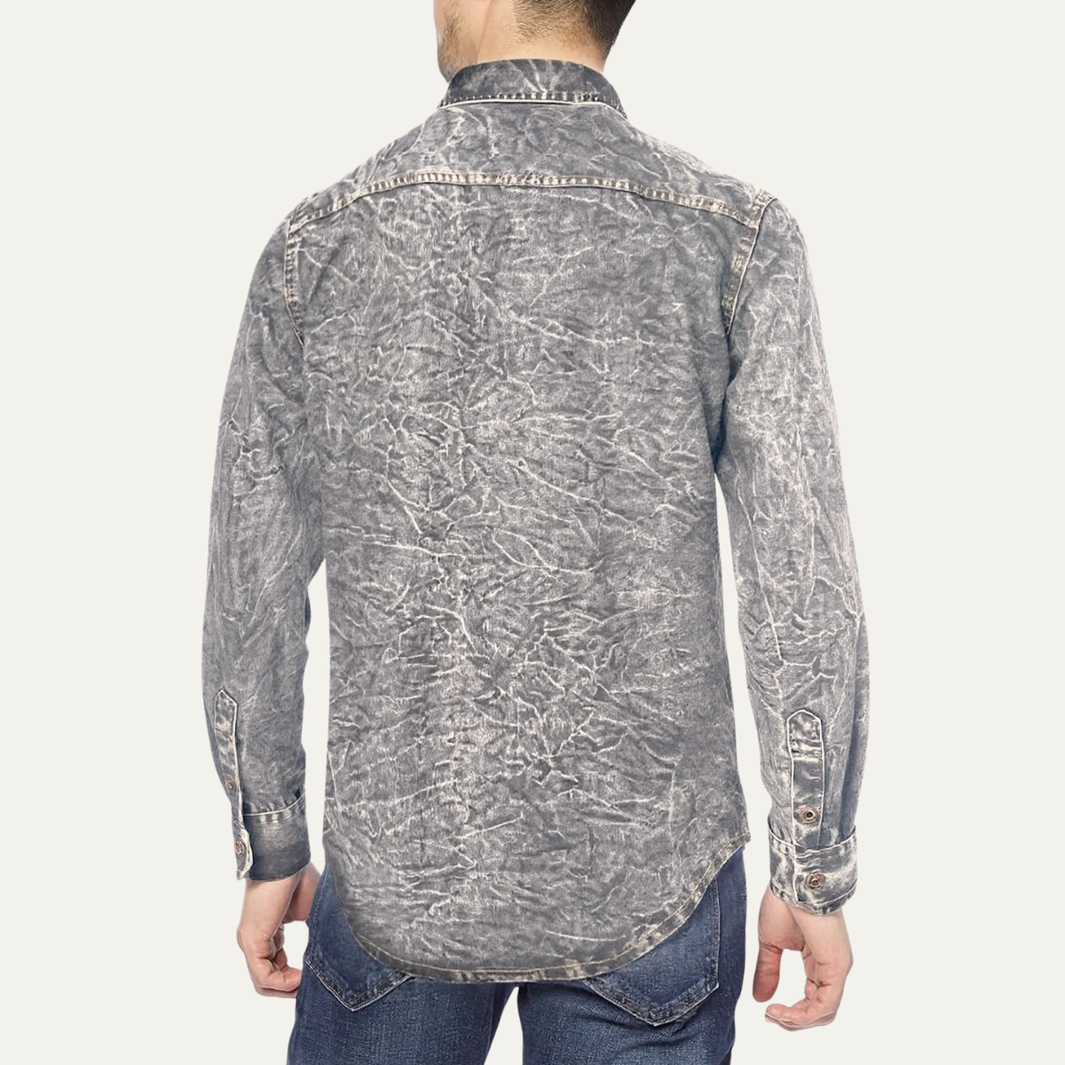 The Windcrest Men’s Casual Button-Up Vintage Denim Shirt – view 3