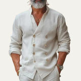 The Silverbrook Ridge Men’s Vintage Stand Collar Double Breasted Shirt – view 2