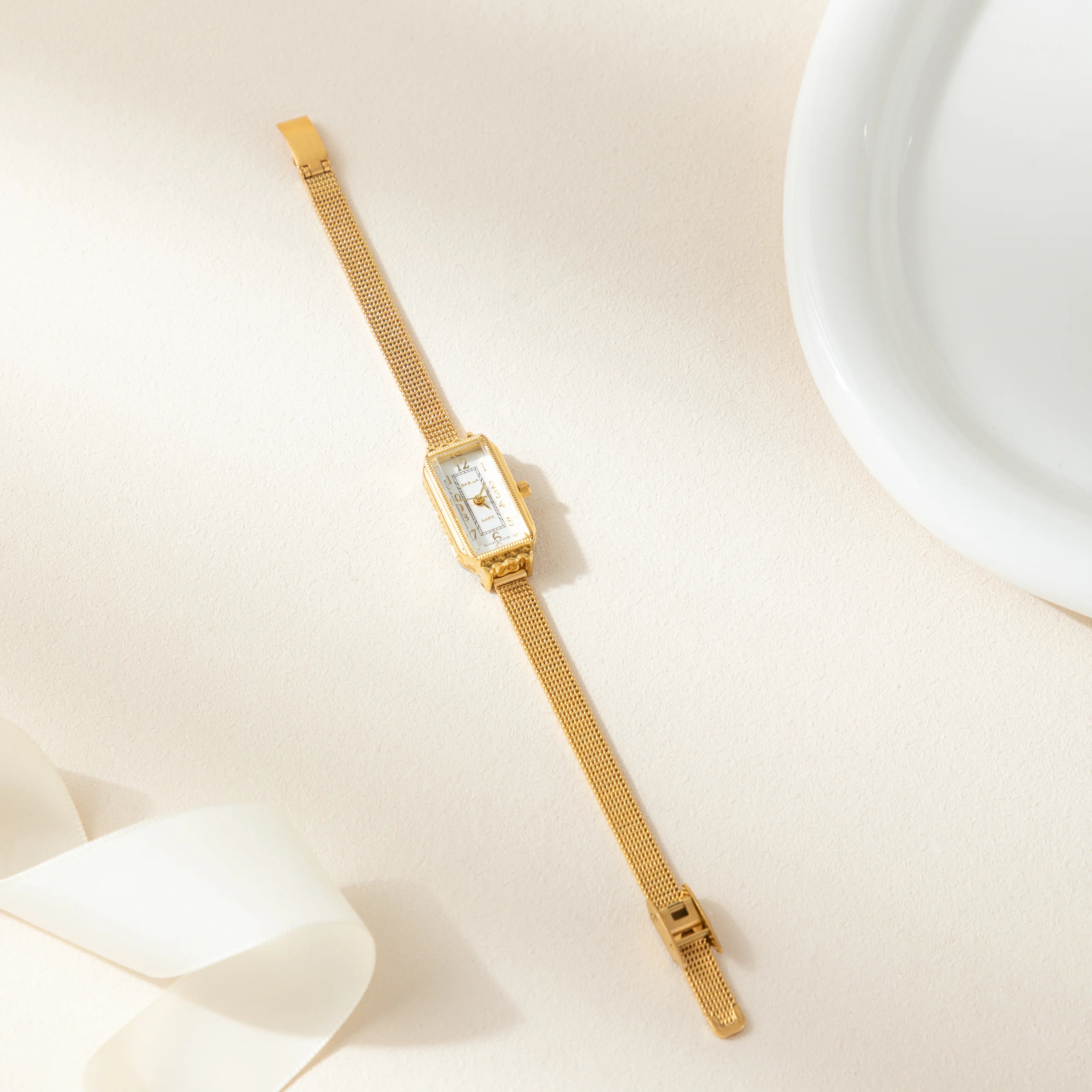 Elena® - Rectangular Dial Gold Watch – view 4
