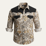 The Westbury Hill Men’s Two Tone Patchwork Western Casual Denim Shirt – view 5