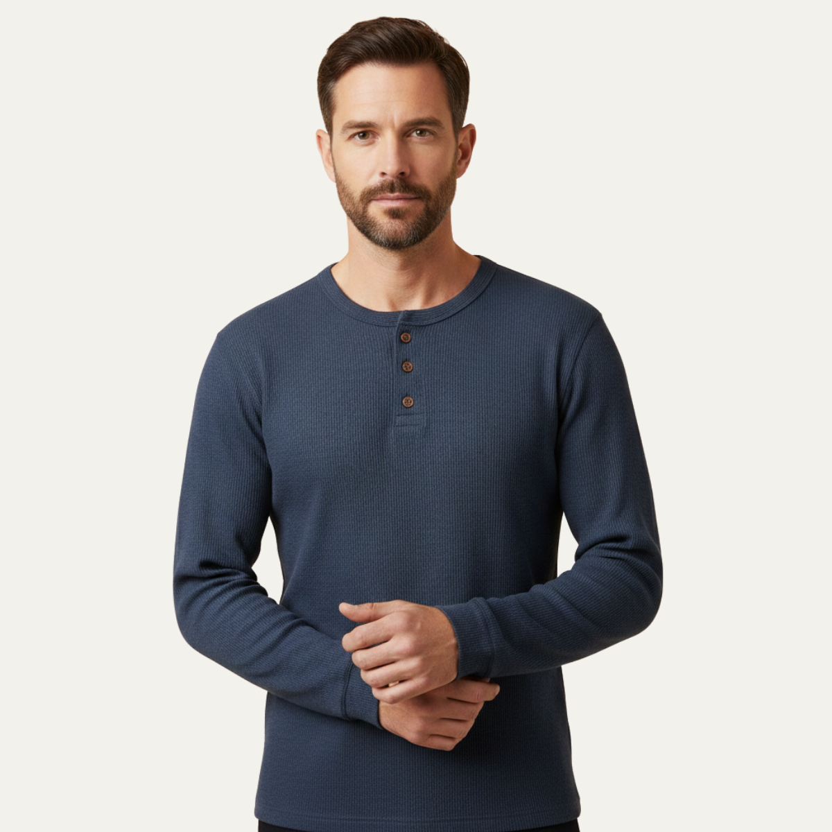 The Glenhurst Park Men’s Slim Fit Thermal Waffle Knit Henley Shirt – view 8