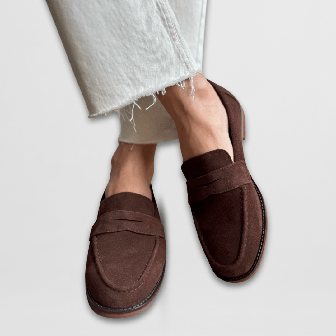 Rionach retro suede-effect loafers for women | Ellie Dublin