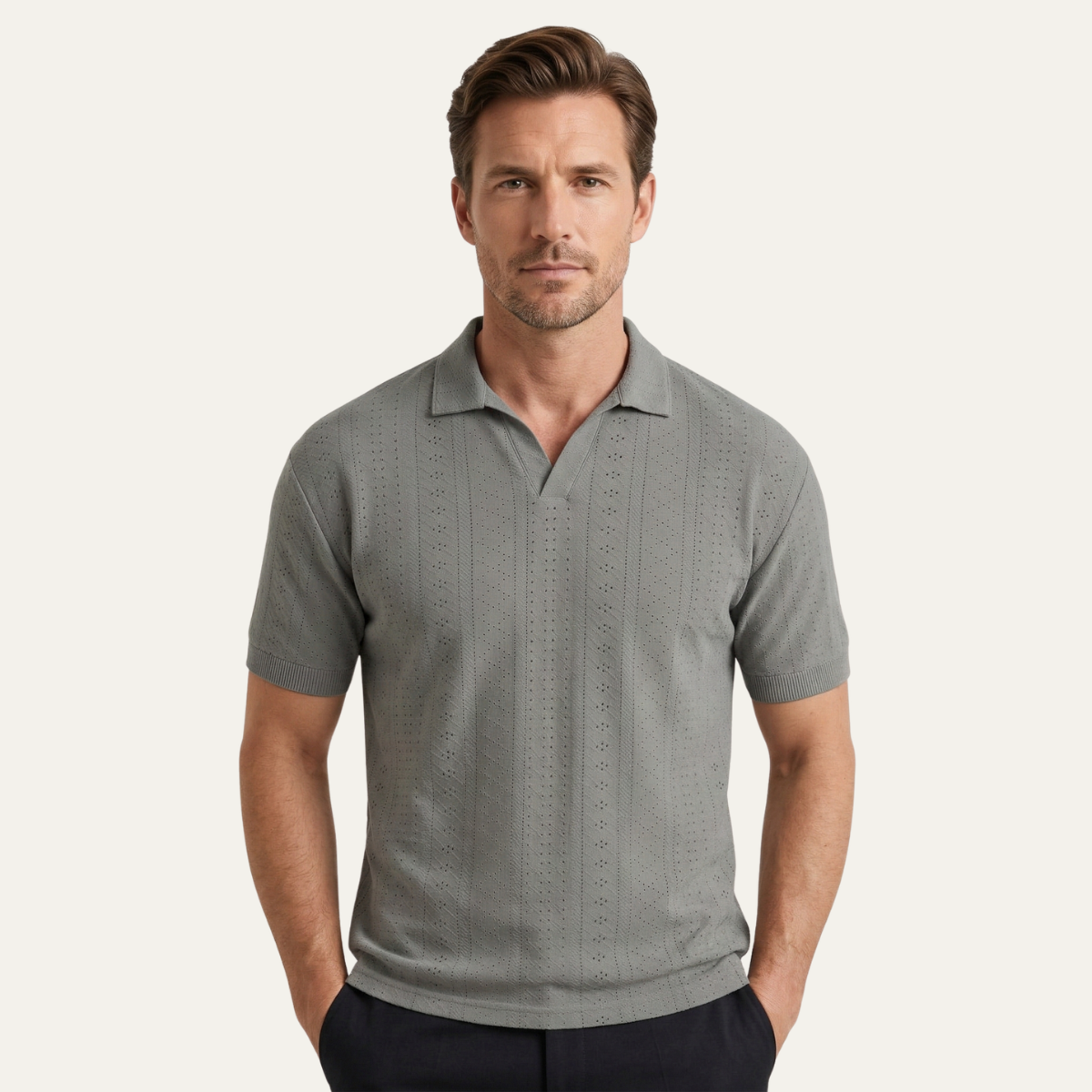 The Brookhurst Men’s Textured Knit Polo Shirt – view 4