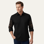 The Westbury Hill Men’s Two Tone Patchwork Western Casual Denim Shirt – view 4