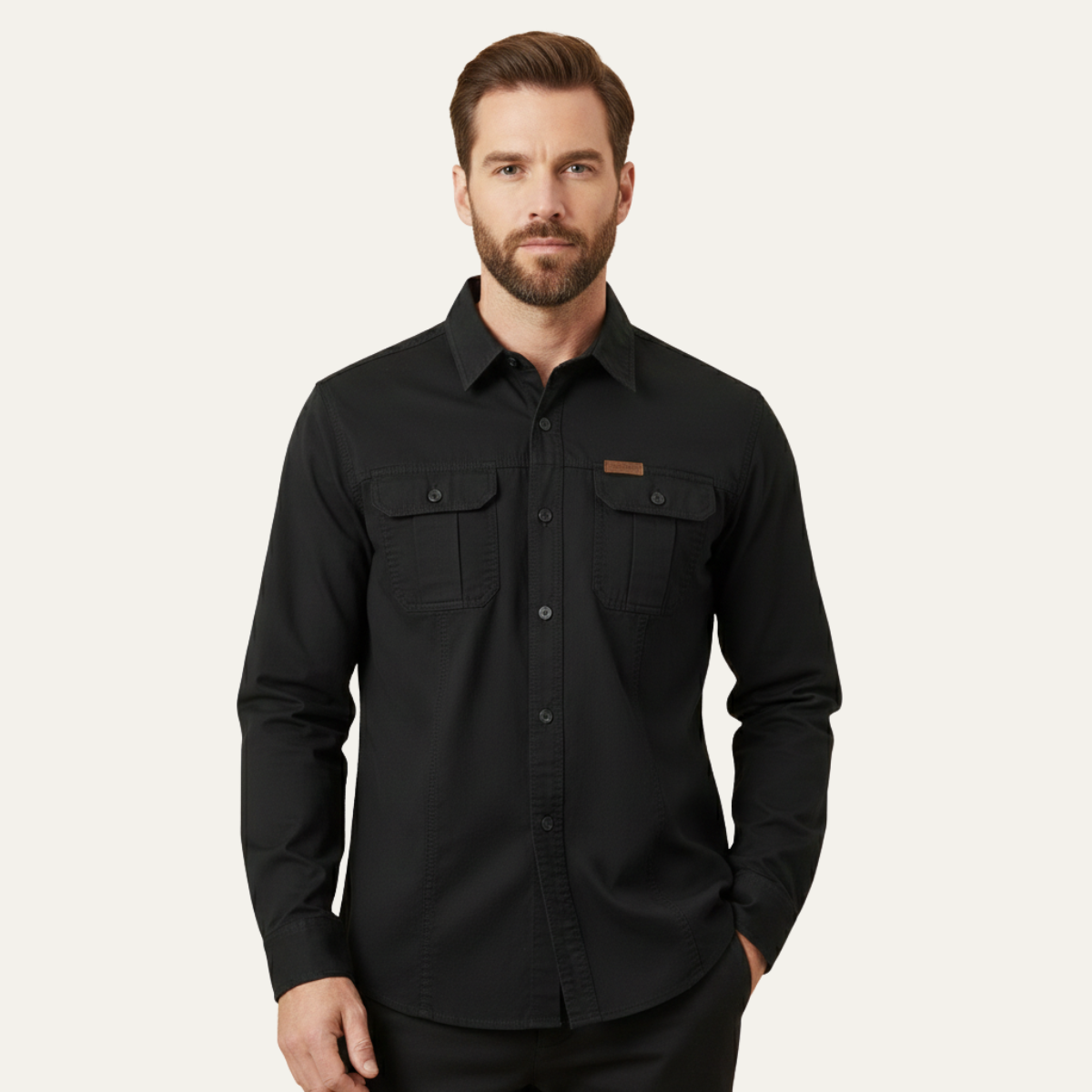 The Cedarfield Men’s Solid Colour Multi Pocket Soft Cargo Shirt – view 4