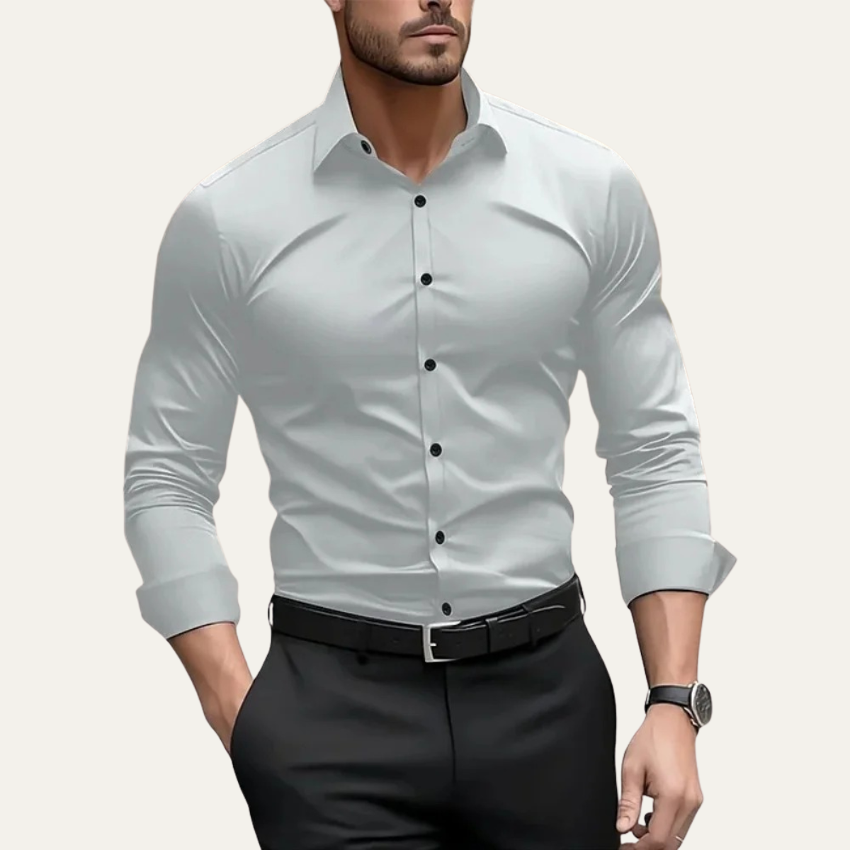 The Pantelleria Men's Elegant Solid Colour Business Shirt – view 2