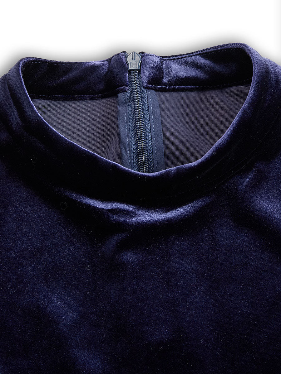 Julie | Navy Blue Midi Dress with Long Sleeves – view 6