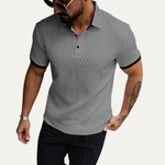 The Glenbrook Hill Men’s Casual Textured Polo Shirt with Contrast Collar – view 2