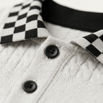 The Glenwater Men’s Textured Knit Polo Shirt with Checkered Collar – view 5
