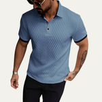 The Brookside Park Men’s Classic Textured Polo Shirt with Contrast Collar – view 2