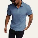 The Brookside Park Men’s Classic Textured Polo Shirt with Contrast Collar – view 2