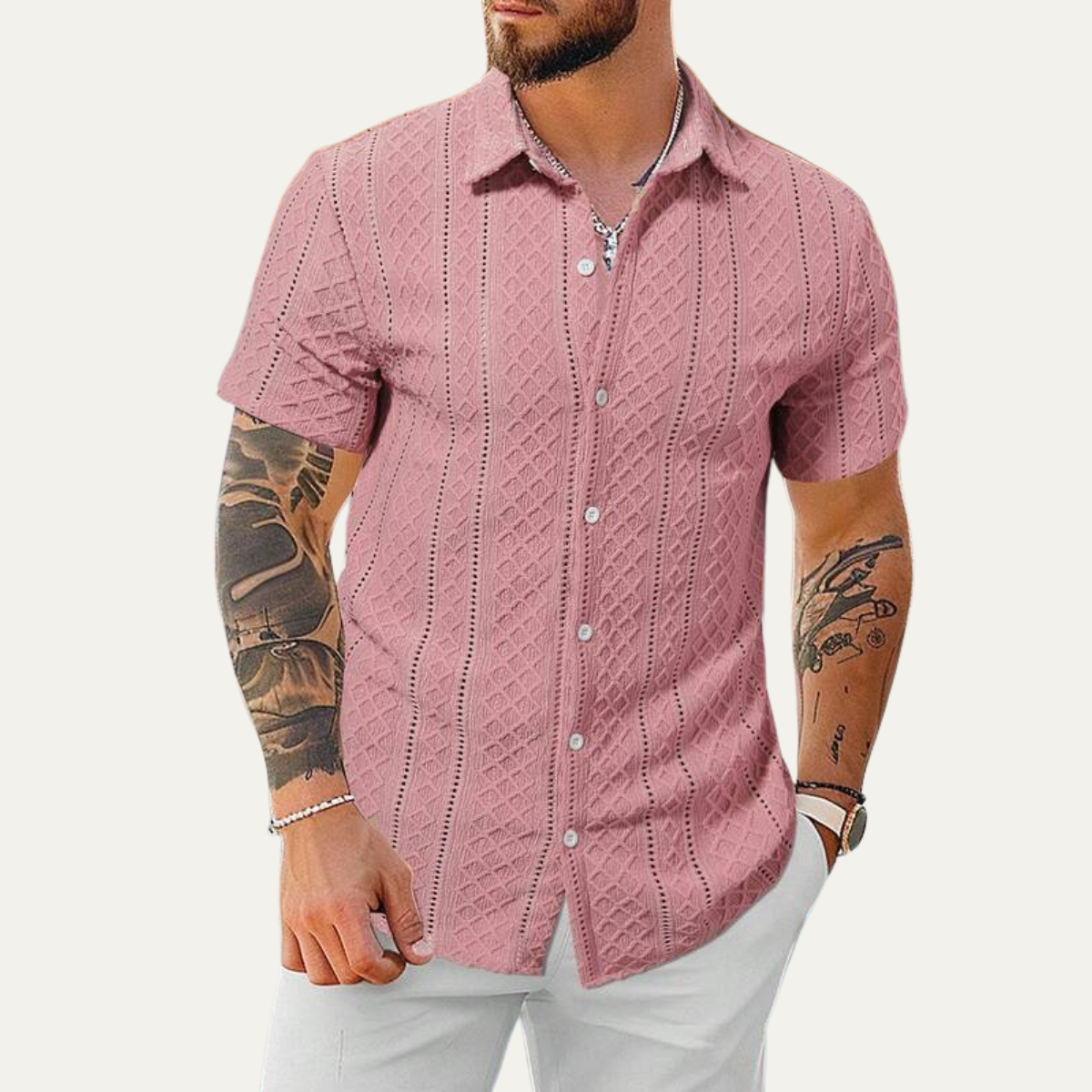 The Timberlake Ridge Men’s Casual Textured Button-Up Shirt – view 2