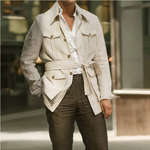 The Bramblewood Men’s Streetwear Striped Button-Down Shirt with Pockets – view 2