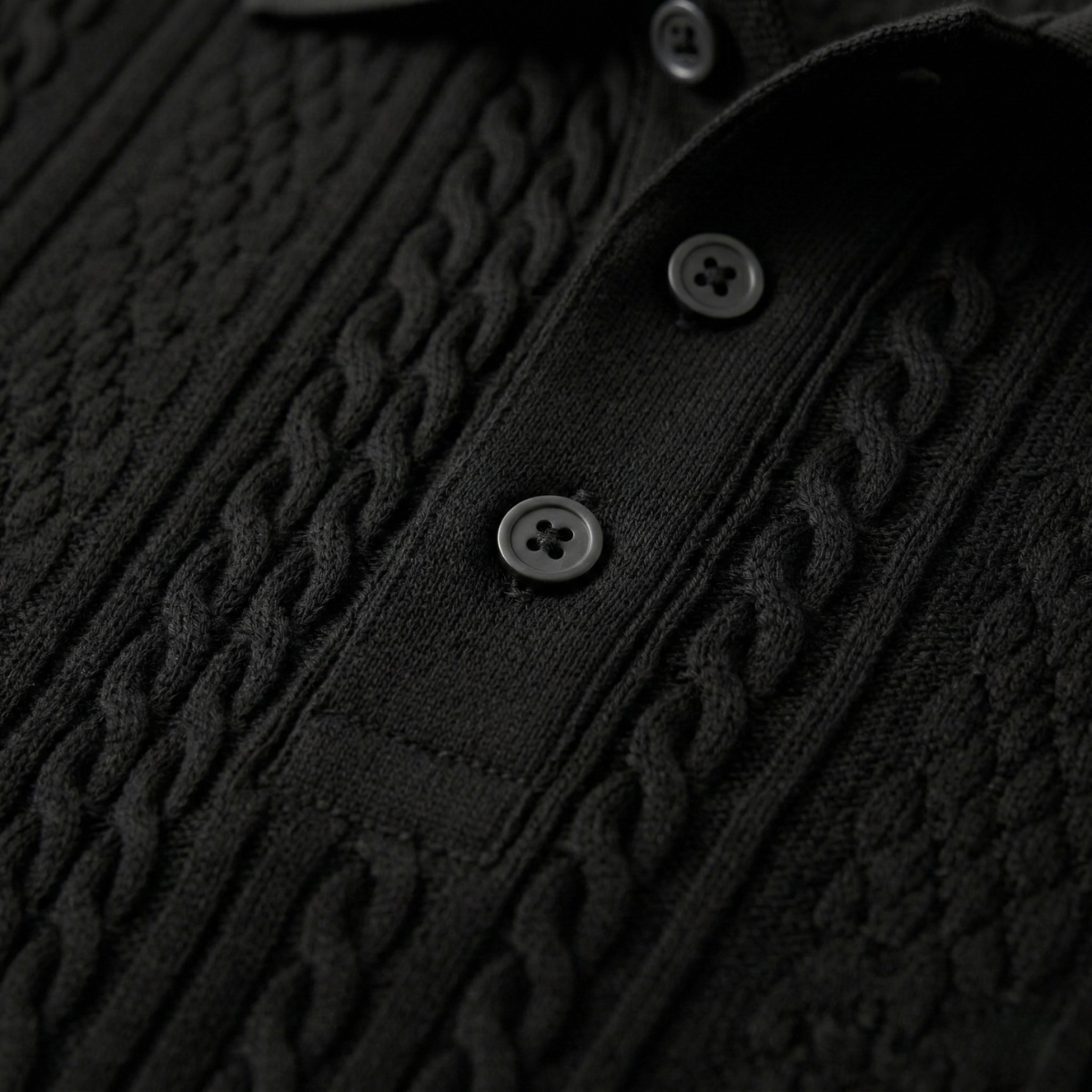The Stonebrook Ridge Men’s Casual Textured Polo Shirt – Black – view 5