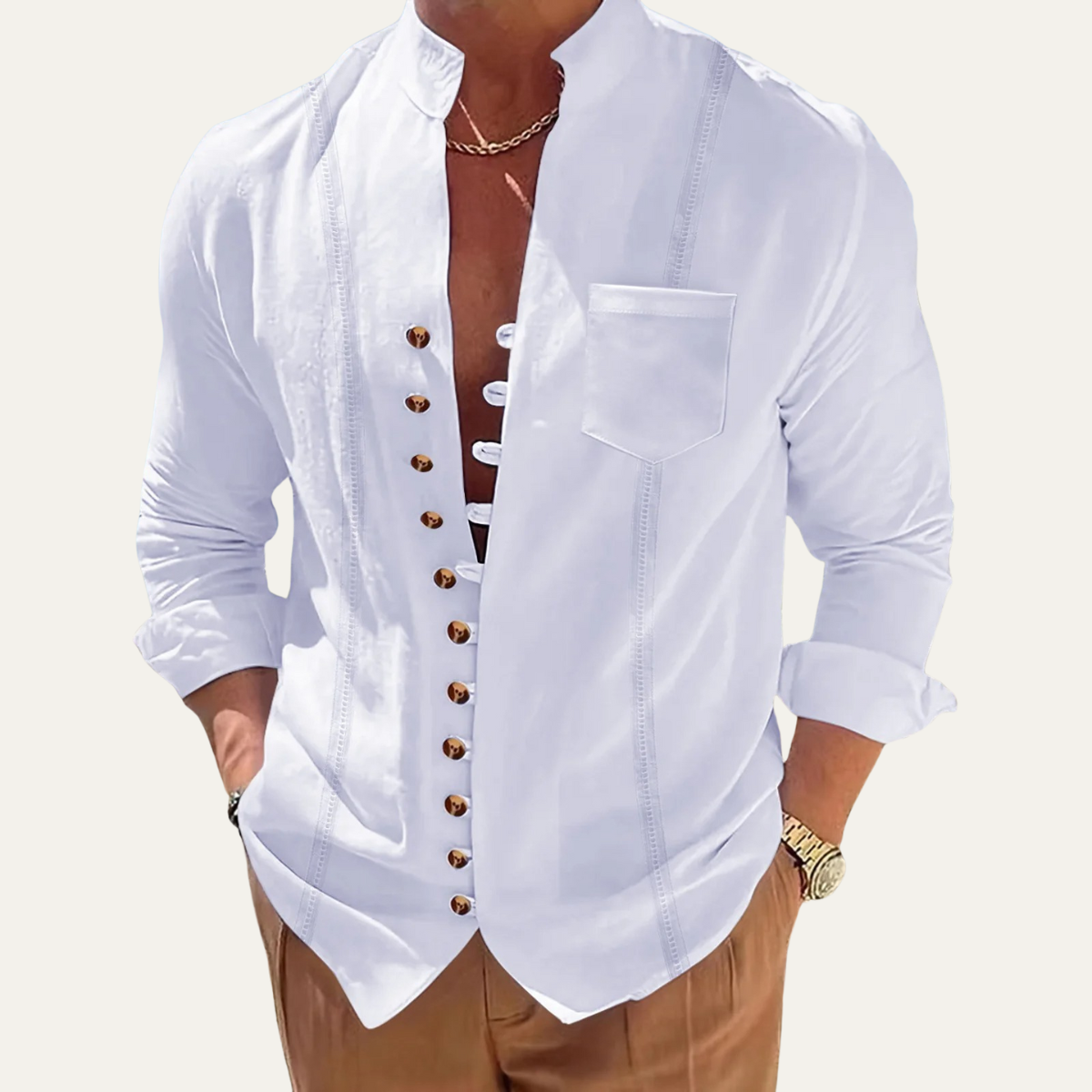 The Riverview Men’s Retro Multi Button Casual Summer Shirt – view 2